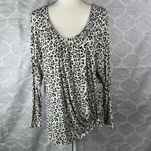Jaclyn Smith Collection Leopard Print Scoop Neck Top – Size 2X